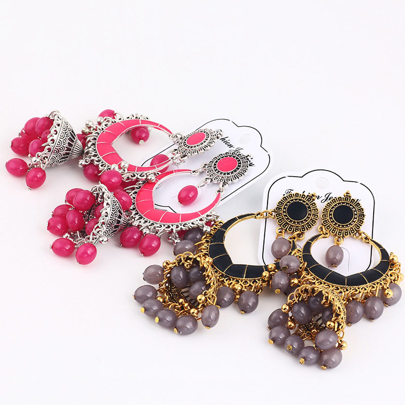 Indian Vintage Style Earrings Temperament Trend Colorful Imitation Crystal Geometric Type Manufacturer