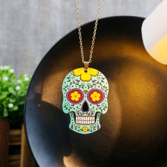 Wholesale Acrylic Skull Crossbones Couple Necklace Halloween Hip Hop Fear Ghost Head