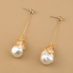 Wholesale Simple Vintage Fashion Elegant Faux Baroque Pearl Drop Earrings
