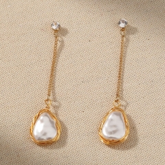 Wholesale 925 Silver Fashion Temperament Simple And Versatile Baroque Pearl Earrings