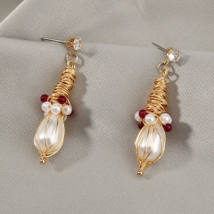 Wholesale Exquisite Vintage Court Style Hand-wound Pearl Dangle Earrings