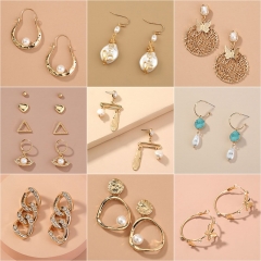 Wholesale Retro Geometric Gold Stud Earrings Simple Atmosphere Popular