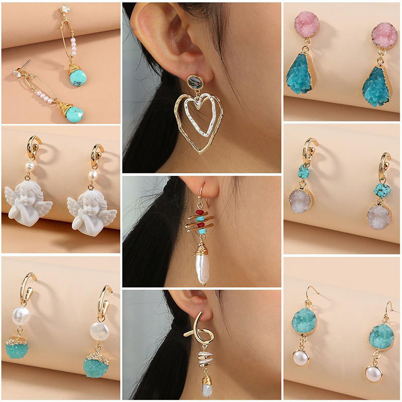 Wholesale Fashion Colorful Crystal Cluster Tassel Temperament Long Earrings Drop Earrings