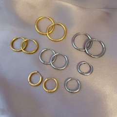 Non-fading Titanium Steel Personality Geometric Earrings Minimalist Cold Wind Earrings Buckle Steel Pin Manufacturer