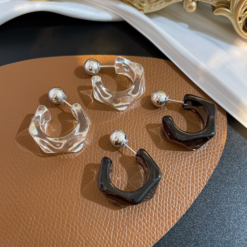 French Vintage Geometric Diamond-shaped Transparent Acrylic Earrings Korean Simple Earrings Manufacturer