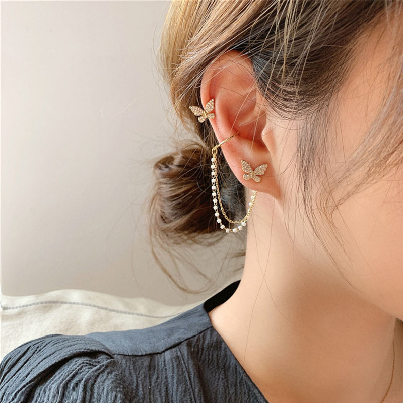 925 Silver Pin Pearl Butterfly Earrings Earrings Korean Fashion With Diamonds Earrings Manufacturer