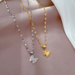 Titanium Steel Luxury Minimalist Butterfly Necklace With Real Gold In The Stove Manufacturer