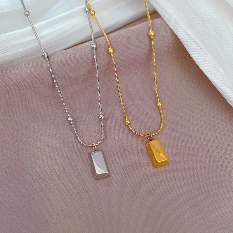 Titanium Steel Beads Square Brick Stove Real Gold Necklace Clavicle Chain Manufacturer
