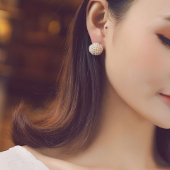 Wholesale Korean Fashion Simple Pearl Round Ball Earrings