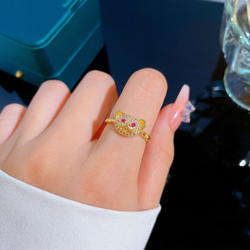 Real Gold Bear Ring With Adjustable Ring Opening Manufacturer