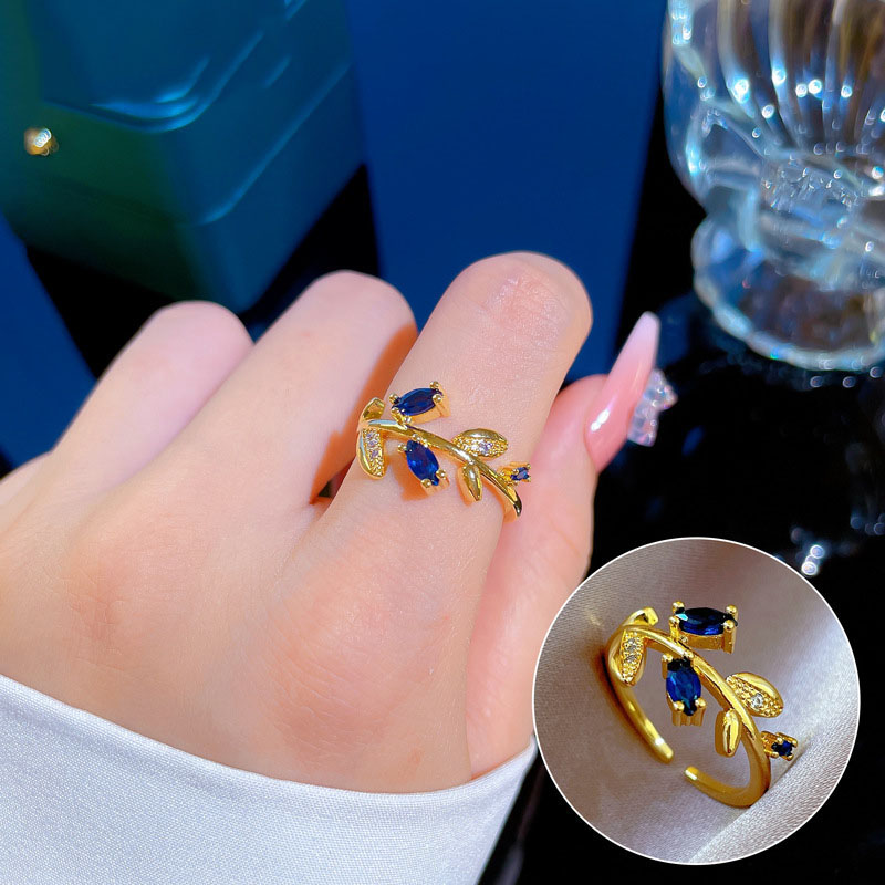 True Gold Korean Version Of The Blue Leaf Opening Adjustable Simple Japanese Finger Ring Couple Manufacturer