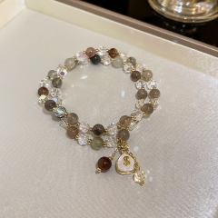 Wholesale Jewelry Double Money Bag Crystal Bracelet Korean Strawberry Crystal Bracelet