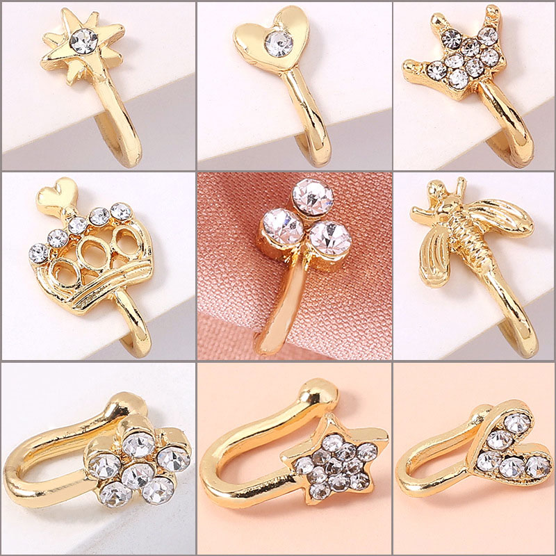 Non-piercing Piercing Love Flower Nose Ring Copper Micro Inlay U-shaped Nose Clip Supplier