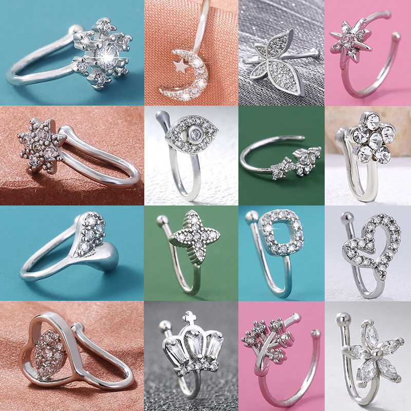 Cute Micro-set Irregular Love Zirconia Nose Ring Without Piercing Piercing Supplier