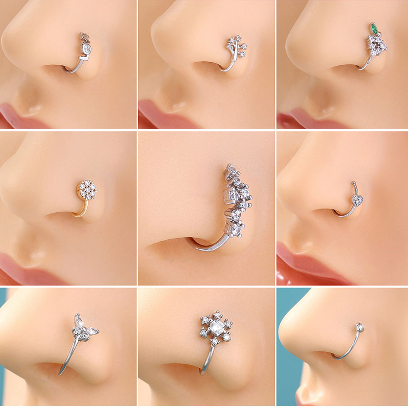 Nose Clip With Zirconia Non-perforated Piercing Clip-type Fake Nose Ring Nose Stud Supplier