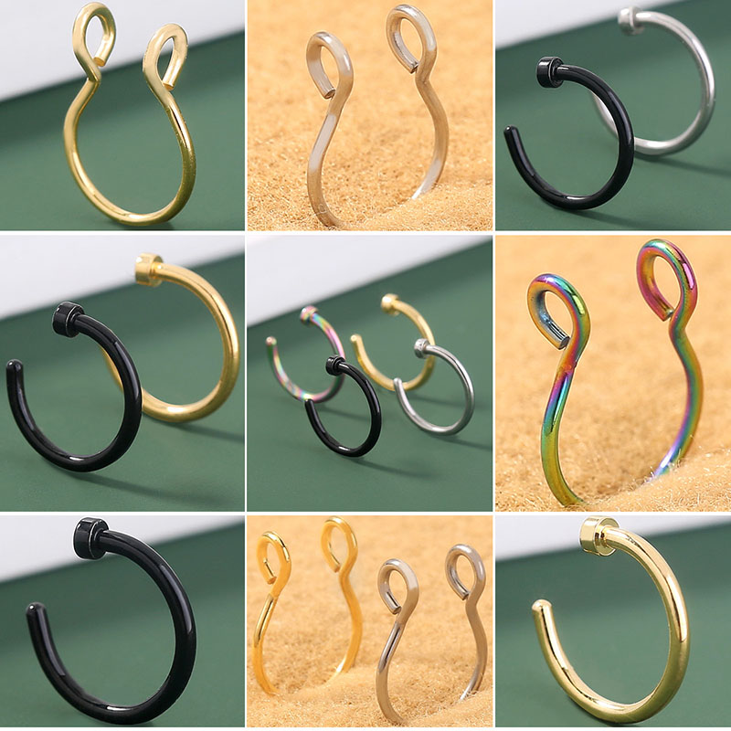 Pierced Stainless Steel Magnetic Titanium Steel Horseshoe Ring Non-pierced Nose Ring Nose Nail Supplier