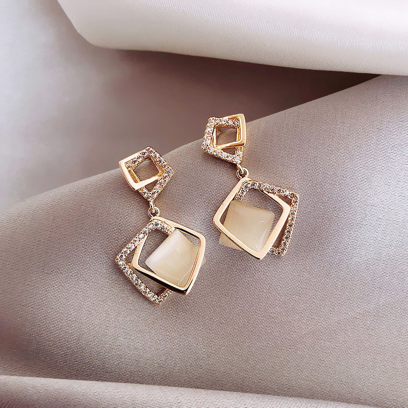 925 Silver Pin Earrings With Diamonds Earrings Temperament Simple Supplier