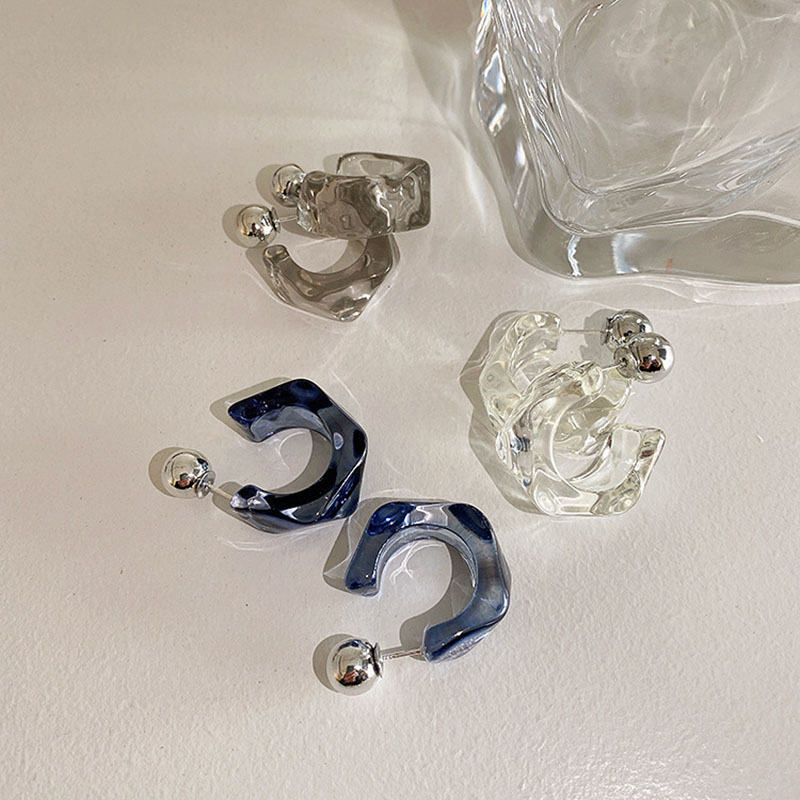Wholesale 925 Silver Pin Acrylic Geometric C-shaped Simple Fashion Earrings
