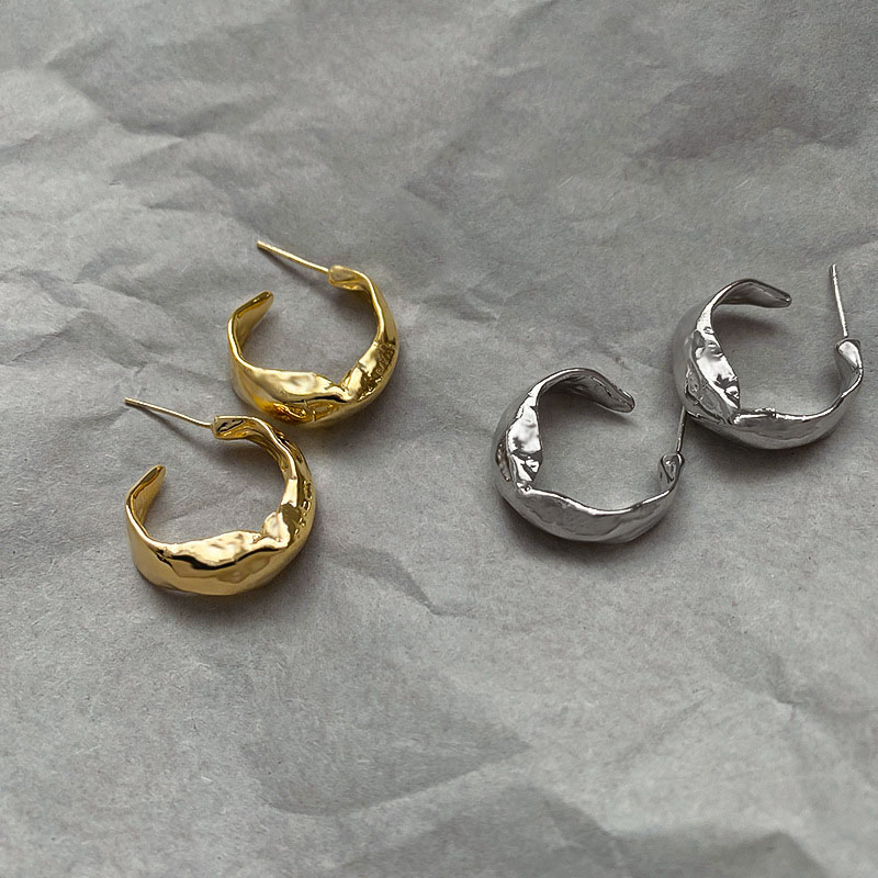 Wholesale Real Gold Plating 925 Silver Pin Irregular Retro Earrings Personality