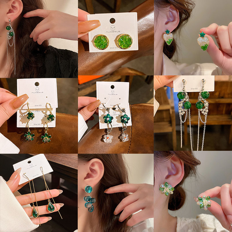 Wholesale Korean Irregular Earrings Retro Emerald Love Earrings Geometric