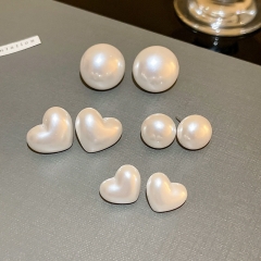 Wholesale Baroque Silver Pin Pearl Circle Earrings Simple Personality Earrings