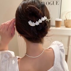 Wholesale Jewelry Pearl Flower Hair Clip Sweet 8 Word Clip Fashion