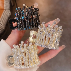 Wholesale Jewelry Love With Diamonds Pearl Crown Line Splicing Hair Clip Catch Clip Fashion