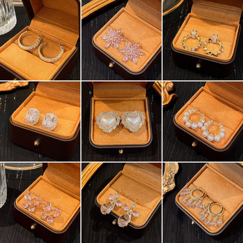 Wholesale Jewelry Silver Pin Crystal With Diamonds Butterfly Flower Love Earrings Earrings Studs Fashion Vintage