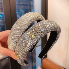 Wholesale Jewelry Trendy Retro Sponge Hair Bands With Diamonds Korean Version Of The Headband Fashion