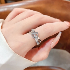 Wholesale Zircon Letters Double Opening Ring Personality Fashion Ring