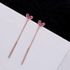 Wholesale Korean Sweet Long Earrings Silver Needles Simple Earrings Love Earrings