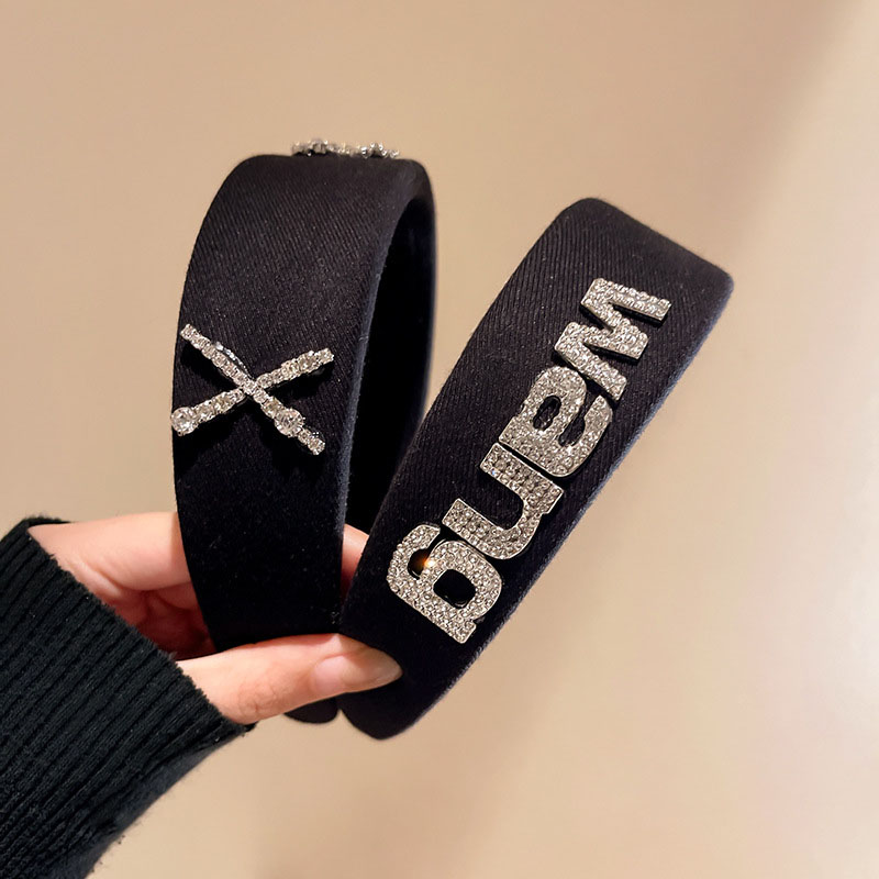 Wholesale Jewelry Korea Simple Diamond Encrusted Letters Pressed Hair Headband Personality Fashion