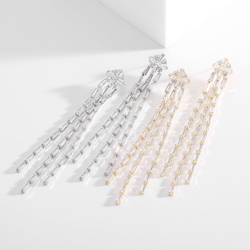 Long Tassel Exaggerated Light Luxury Zirconia Set Fashion Trend Earrings Distributor