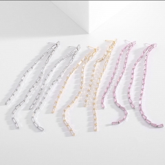 S925 Silver Needles Korean Version Of Fashion Zircon Extra Long Tassel Earrings Distributor