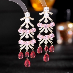 Wholesale Fashion Light Luxury Zirconia Set Earrings Exaggerated Long Drop Earrings