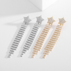 S925 Silver Pins Pentagram Long Tassel Earrings Distributor