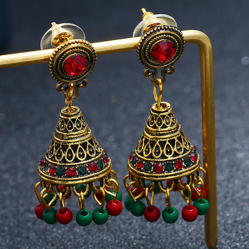 Bohemian Style Alloy Bells Vintage Court Drip Oil Ethnic Earrings Distributor