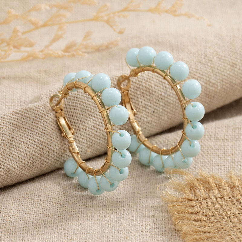 Korean Beads Woven Fashion Retro Exaggerated Earrings Distributor