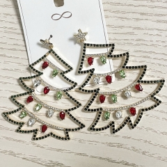 Christmas Earrings Alloy  Drill Fashion Christmas Tree Earrings Distributor