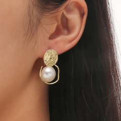 Trendy Alloy Japanese And Korean Electroplated Pearl Hollow Earrings Distributor