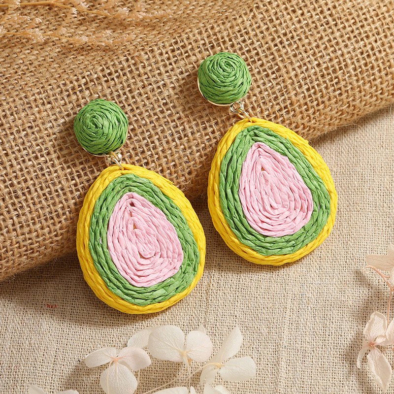 Cartoon Creative Oval Earrings Environmental Protection Alloy Collision Color Fashion Distributor