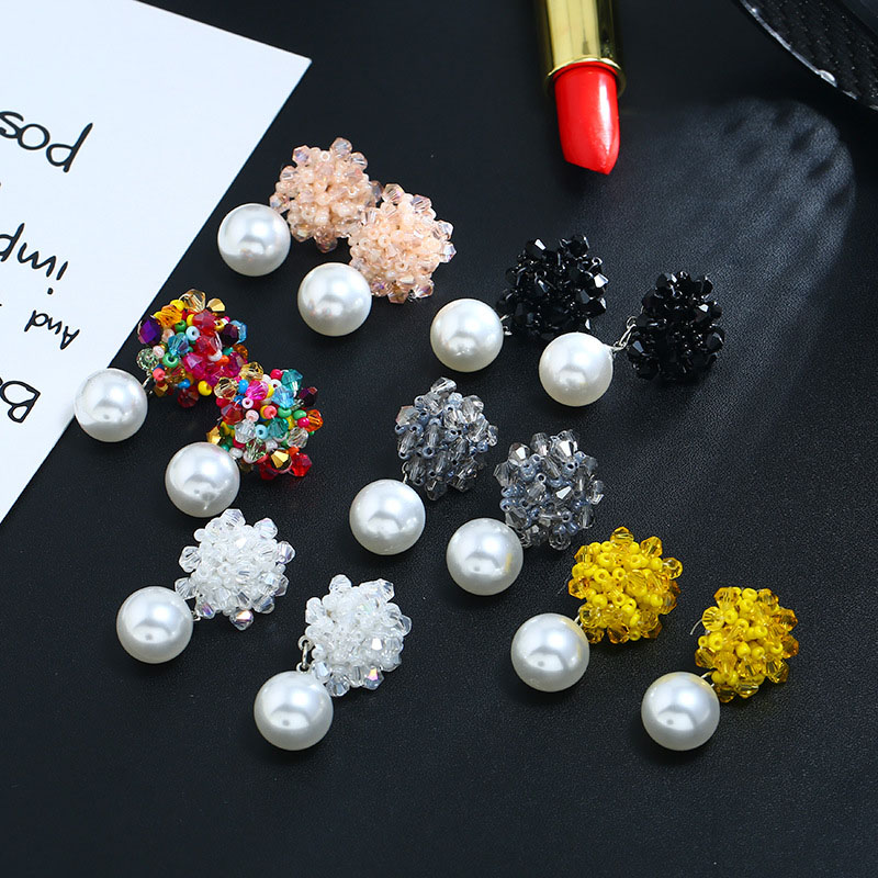 Bohemian Ethnic Earrings Original Pearl Pendant Exaggerated Rice Beads Earrings Distributor