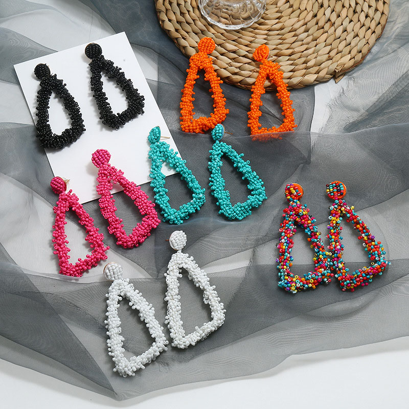 Popular Vintage Bohemian Ethnic Long Rice Bead Tassel Earrings Distributor