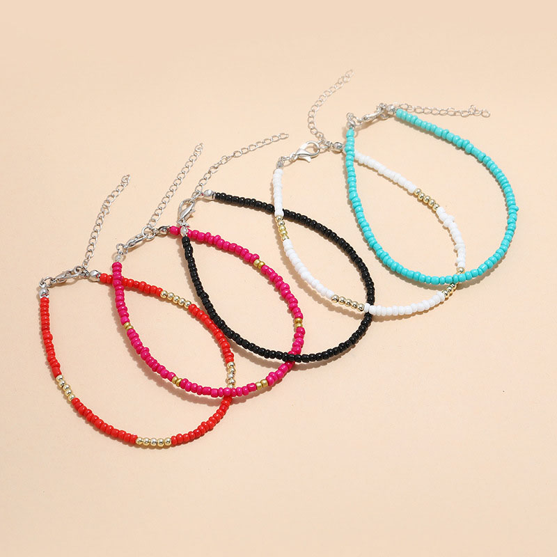 Personalized Exaggerated Bohemian Ethnic Fashion Vintage Rice Beads 5-piece Anklet Set Manufacturer