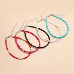 Personalized Exaggerated Bohemian Ethnic Fashion Vintage Rice Beads 5-piece Anklet Set Manufacturer