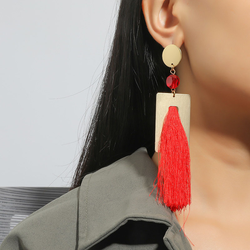 Exaggerated Vintage Bohemian Rectangular Tassel Earrings Manufacturer