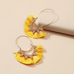 Fashion Geometric Hollow Fan Tassel Simple Bohemian Ethnic Long Earrings Manufacturer