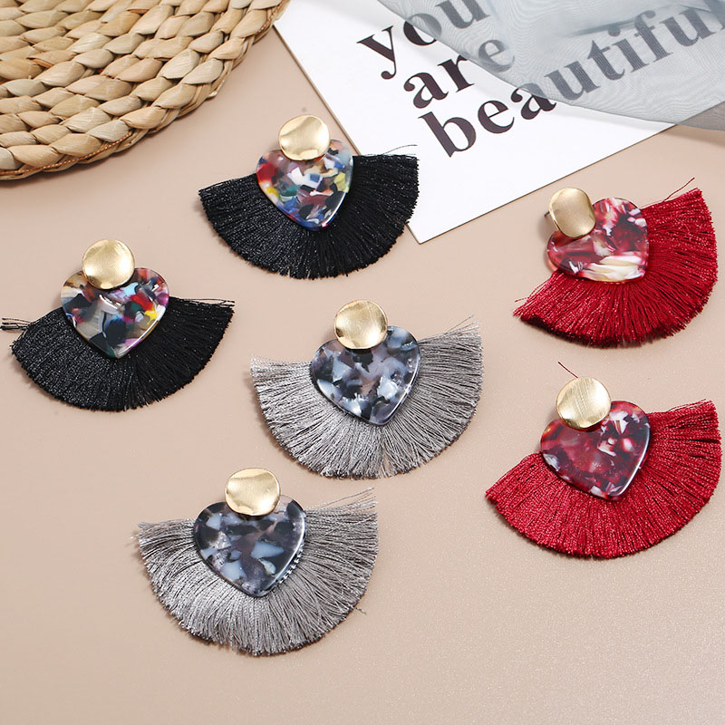 Fashion Exaggerated Earrings Simple Vintage Bohemian Ethnic Fan Tassels Manufacturer