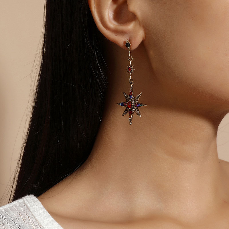 Fashion Simple Diamond Set Irregular Stars Moon Bohemian Ethnic Vintage Earrings Manufacturer