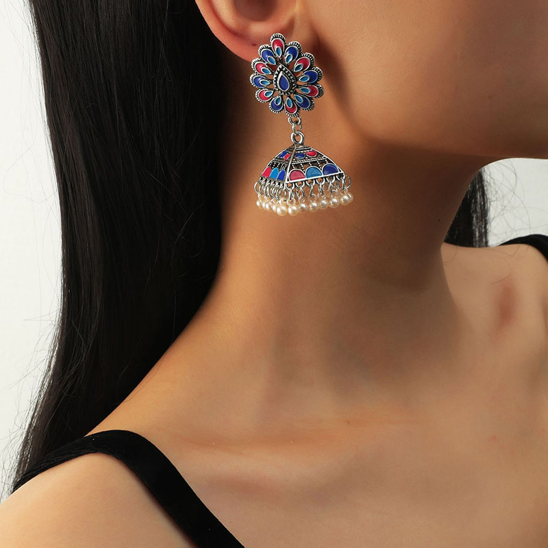 Bohemian Fashion Vintage Indian Ethnic Drip Oil Exaggerated Creative Earrings Manufacturer